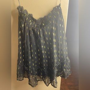 Boutique, black & gold skirt with ruffles. Sz Medium. NWT